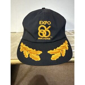 Vintage Expo 86 Vancouver‎ Hat Snapback Black Gold Leaf Visor Embroidered 1986